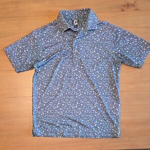 FootJoy Blue Multi-Print Short Sleeve Golf Polo